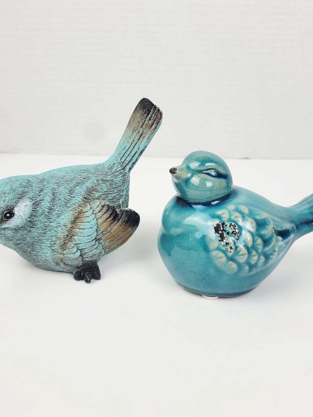 RAZ Imports Resin Stone Textured Chickadee~Ceramic Bitossi Style Bird~Turquoise